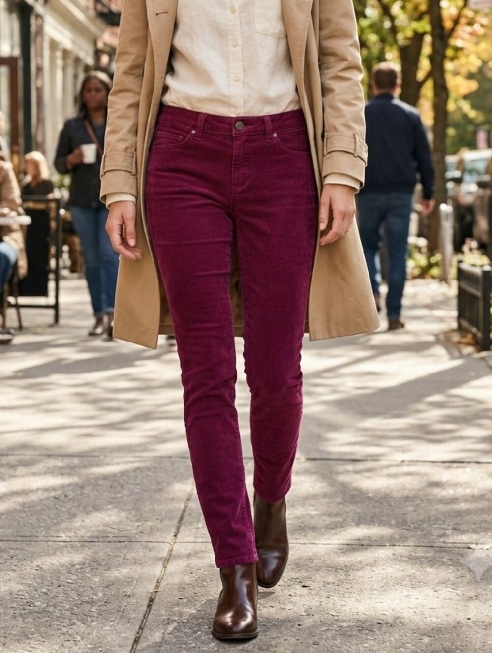 Anthropologie Pilcro Women's Serif Wine Fine Corduroy Skinny Pants Size 26
